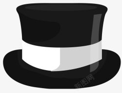 黑白礼帽黑白卡通男士礼帽高清图片