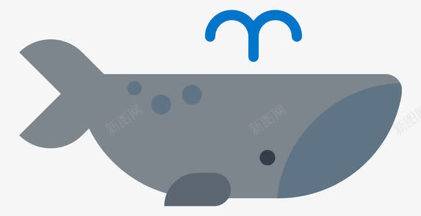 扁平化鲸鱼png免抠素材_新图网 https://ixintu.com 动物 可爱 扁平化 鲸鱼