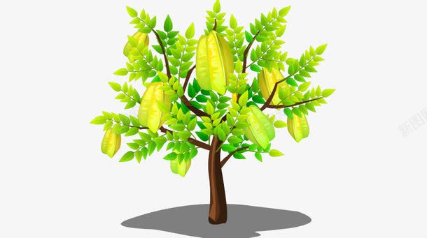 果树png免抠素材_新图网 https://ixintu.com 创意 卡通 手绘 杨桃树 果树 绿色果树