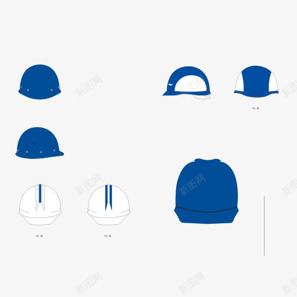 安全帽集合png免抠素材_新图网 https://ixintu.com 安全帽 手绘 白色 蓝色