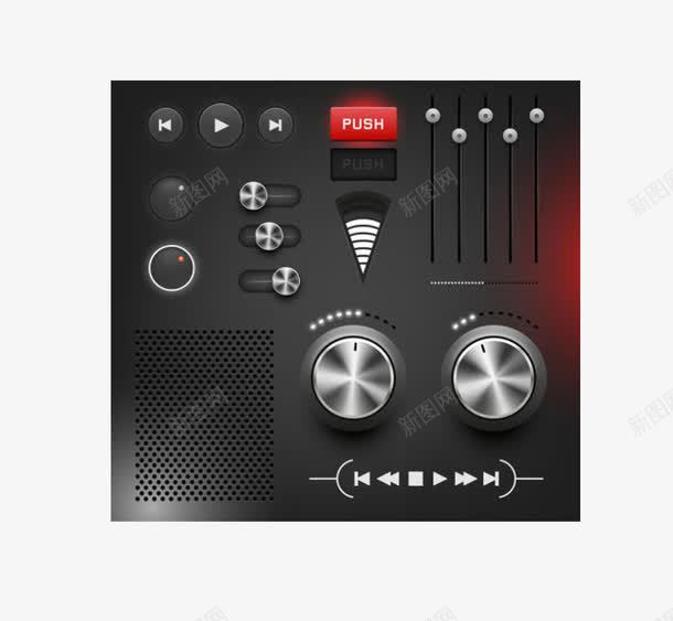 黑色电器的播放介面png免抠素材_新图网 https://ixintu.com 电子 科技 金属 黑色