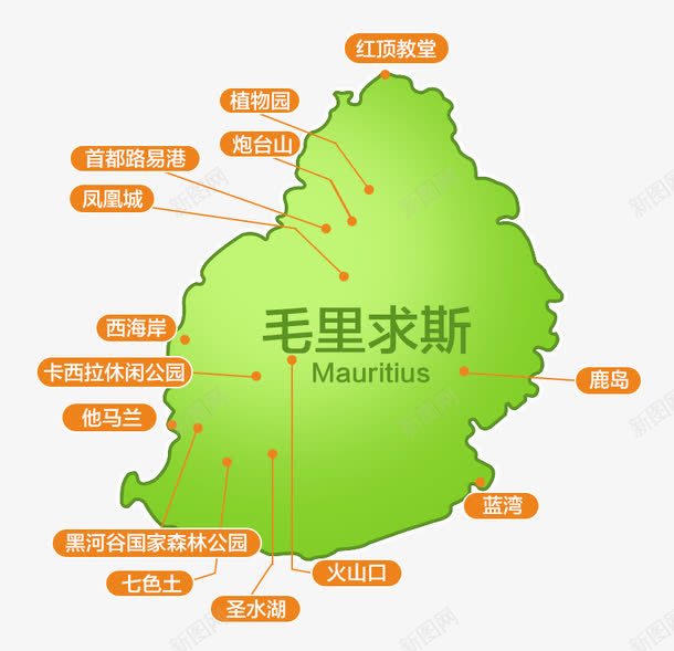 卡通毛里求斯地图png免抠素材_新图网 https://ixintu.com 卡通旅游地图 卡通毛里求斯地图 景点分布地图 毛里求斯旅游景点攻略地图 毛里求斯景点 绿色地图