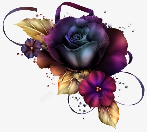 暗黑系花朵png免抠素材_新图网 https://ixintu.com 丝带 暗黑系 花朵 鲜花