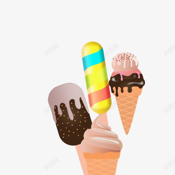 夏日雪糕png免抠素材_新图网 https://ixintu.com 冰棒 冰淇淋 甜筒 甜食