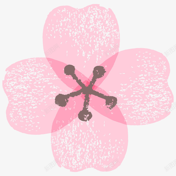 清新花朵png免抠素材_新图网 https://ixintu.com 卡通 四瓣花 手绘 粉色 花朵 花蕊 装饰 黑色
