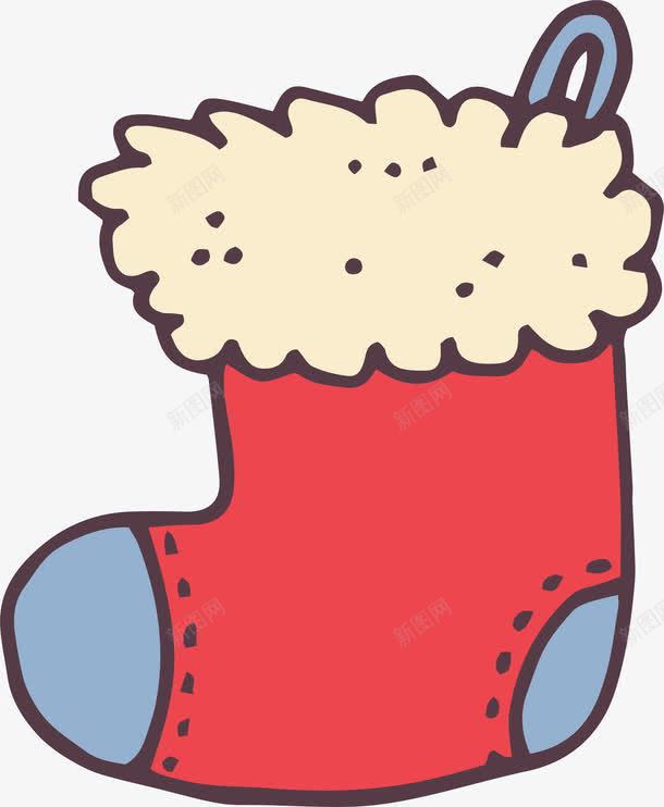 冬季红色毛绒袜png免抠素材_新图网 https://ixintu.com 冬季 卡通手绘 圣诞节 毛绒袜 矢量图案 红色
