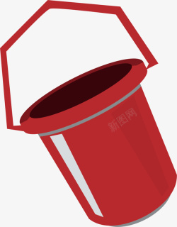 水彩红色水桶矢量图素材