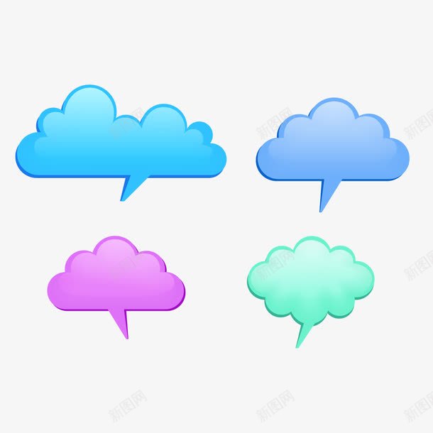 彩色云朵对话框png免抠素材_新图网 https://ixintu.com 云朵 对话框 彩色 文本框 标签