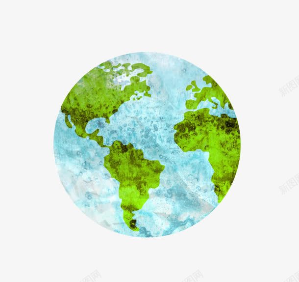 水彩绘地球png免抠素材_新图网 https://ixintu.com 地球 水彩 绿色 蓝色