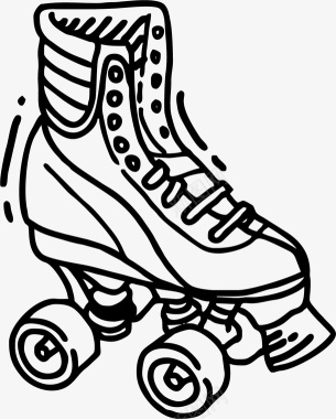黑白高帮四轮轮滑鞋图标图标