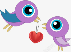 元素紫色爱情鸟矢量图素材