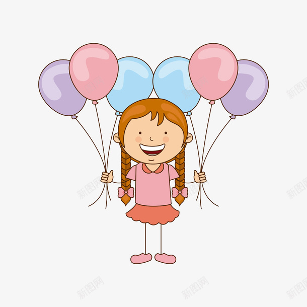 拿着气球的可爱女孩png免抠素材_新图网 https://ixintu.com 卡通女孩 女孩 手绘女孩 气球 球类
