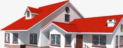 红色屋顶别墅建筑素材