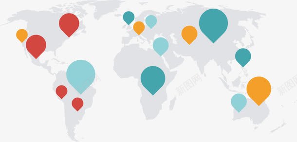 创意主要国家世界地图图标png_新图网 https://ixintu.com 世界 地图 地理 标识