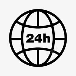 地球一小时标志地球和24小时标志图标高清图片