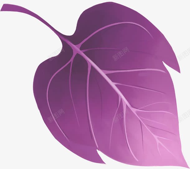 紫色卡通手绘树叶渐变png免抠素材_新图网 https://ixintu.com 卡通 树叶 渐变 紫色