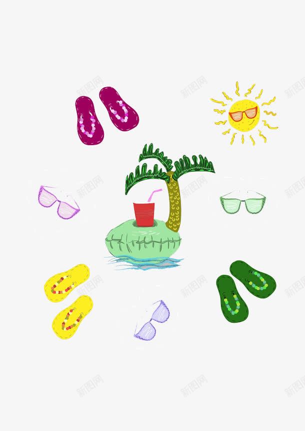 水彩夏季元素png免抠素材_新图网 https://ixintu.com 卡通 夏季元素 手绘 水彩 鞋子