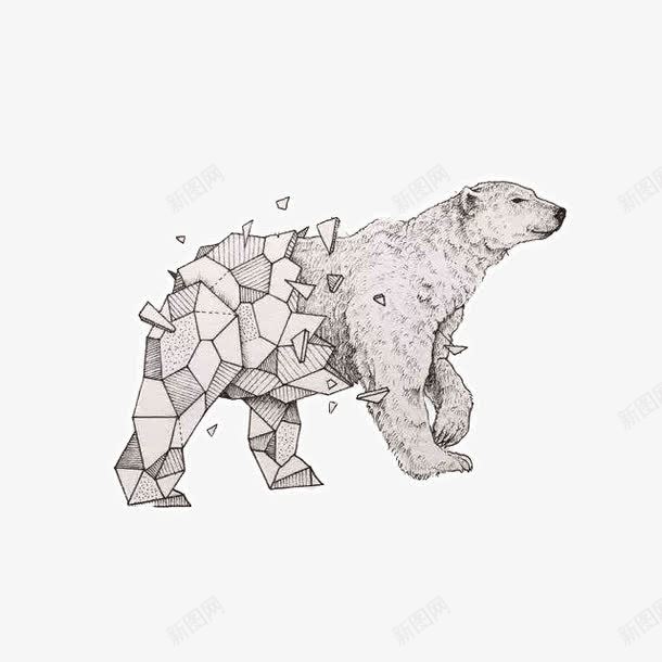 化成体块的北极熊png免抠素材_新图网 https://ixintu.com 体块 具象化 北极熊 白色