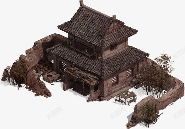 褐色简约古楼装饰图案png免抠素材_新图网 https://ixintu.com 免抠PNG 古楼 简约 装饰图案 褐色