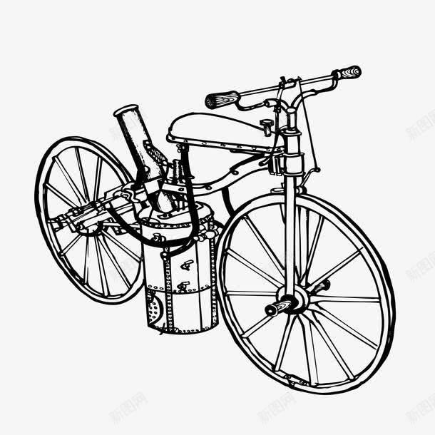 带着汽油的自行车png免抠素材_新图网 https://ixintu.com 复古 手绘 改革 矢量源文件