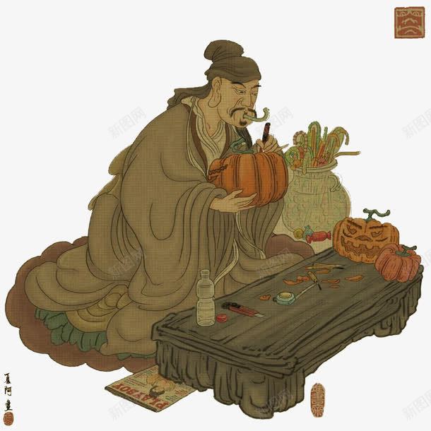 水墨古人装饰png免抠素材_新图网 https://ixintu.com 中国元素 传统装饰 古代人物 水墨 水墨古人