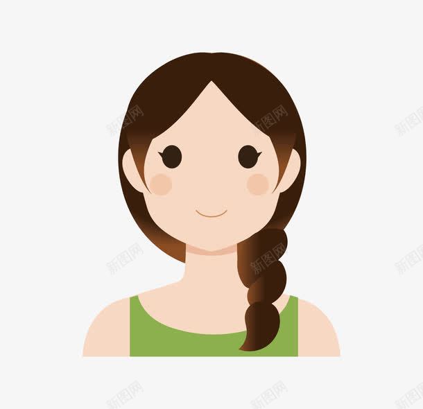 人物png免抠素材_新图网 https://ixintu.com 穿绿色背心的女孩 编辫子的姑娘 长发女孩