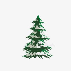 新年圣诞节绿色挂雪圣诞树素材