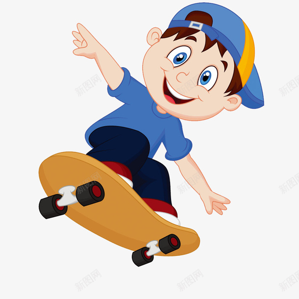 卡通玩滑板男孩png免抠素材_新图网 https://ixintu.com PNG 卡通 可爱 玩滑板 男孩 运动