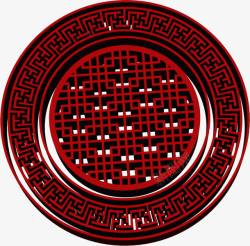 红色花纹立体圆形装饰素材