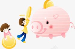 卡通人物猪存钱猪与卡通儿童高清图片