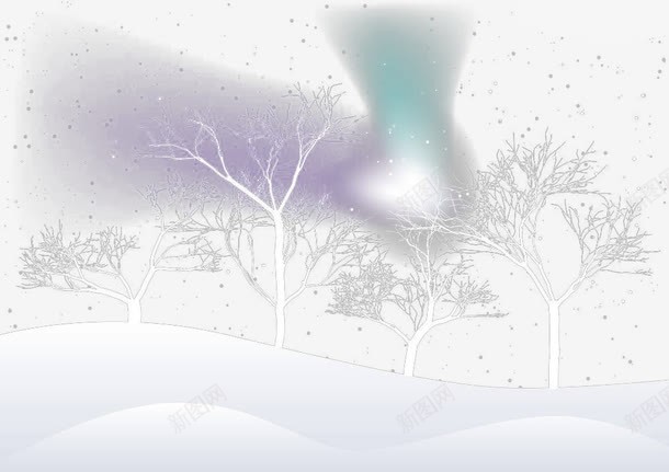 白色雪景png免抠素材_新图网 https://ixintu.com 极光 树木 白色 雪景