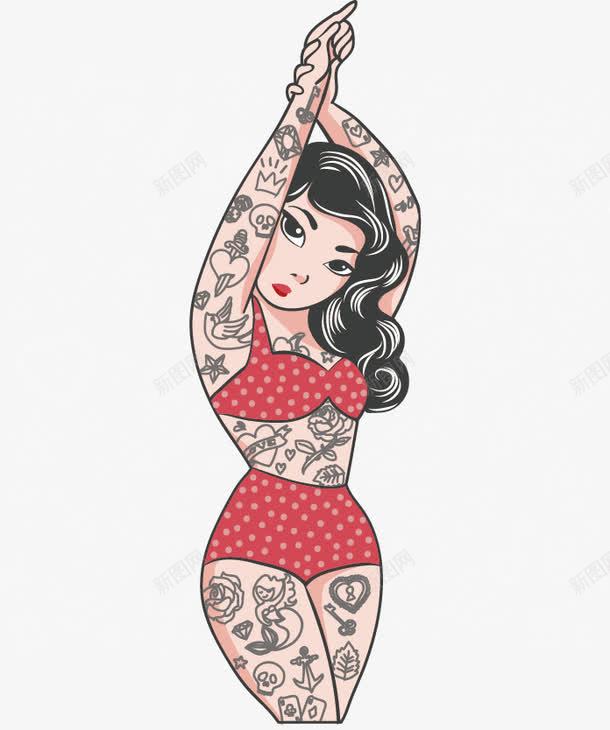 手绘纹身女孩png免抠素材_新图网 https://ixintu.com 卡通人物 女孩 手绘 纹身图案
