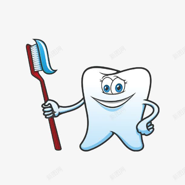牙齿与牙刷png免抠素材_新图网 https://ixintu.com 刷牙 卡通牙齿 牙齿 空腔素材 红色牙刷