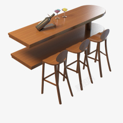 客厅棕色欧式酒柜吧台桌素材