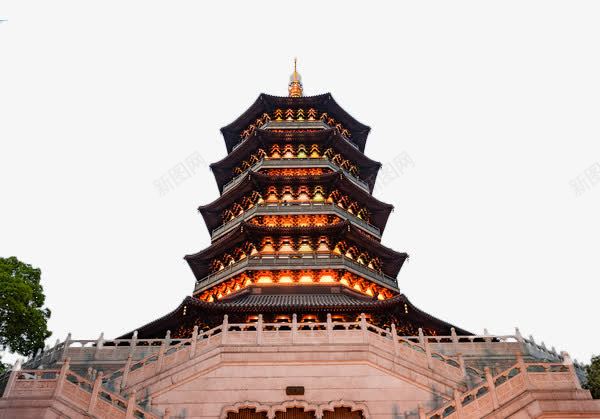 雷峰塔夜景png免抠素材_新图网 https://ixintu.com 中国风 古建筑 夜景 雷峰塔