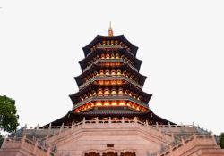 夜景古建筑雷峰塔夜景高清图片