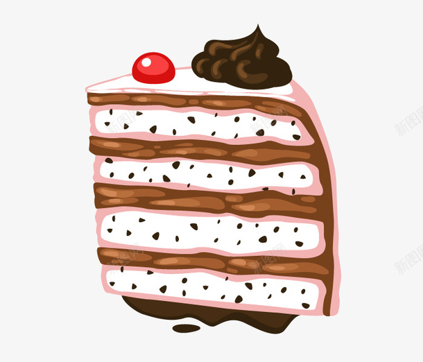 卡通手绘多层三角蛋糕png免抠素材_新图网 https://ixintu.com 三角蛋糕 卡通蛋糕 多层蛋糕 巧克力蛋糕 手绘蛋糕