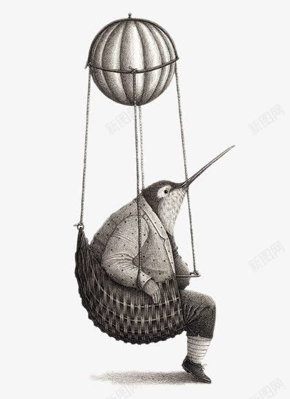 坐在吊椅上的蜂鸟先生png免抠素材_新图网 https://ixintu.com 卡通手绘 吊椅 插画 蜂鸟先生