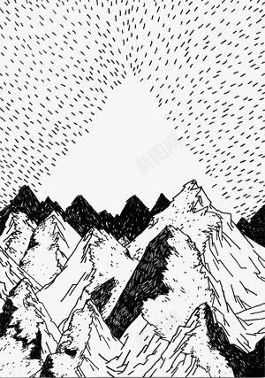 山脉png免抠素材_新图网 https://ixintu.com 创意 小山 山峰 手绘山脉 素描