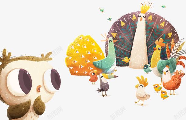 动物彩绘图案png免抠素材_新图网 https://ixintu.com 动物彩绘图案 孔雀 鸡