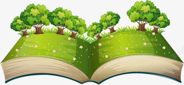 书本上的树木png免抠素材_新图网 https://ixintu.com 书本 卡通 植物 绿色