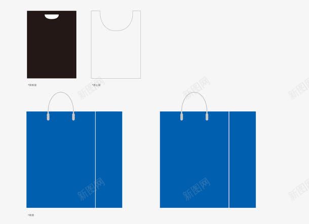手提袋背心袋png免抠素材_新图网 https://ixintu.com 手提袋 结构图 背心袋 蓝色