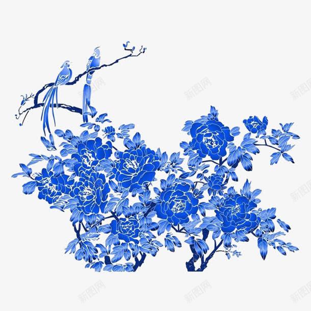 蓝色花簇元素png免抠素材_新图网 https://ixintu.com 元素 花簇 蓝色