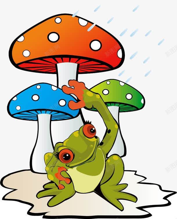 下雨了青蛙打蘑菇伞png免抠素材_新图网 https://ixintu.com 下雨 卡通手绘 打伞 蘑菇伞 雨 雨丝帘 雨滴