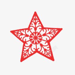 红色花纹五角星素材