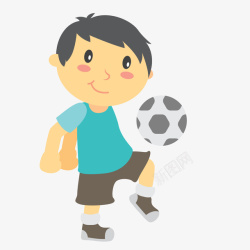 卡通踢足球男孩素材