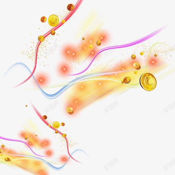 漂浮psd免抠素材_新图网 https://ixintu.com 动感 线条 金币