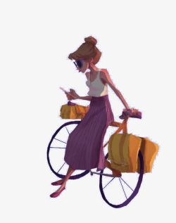 外出旅行的女孩卡通人物高清图片