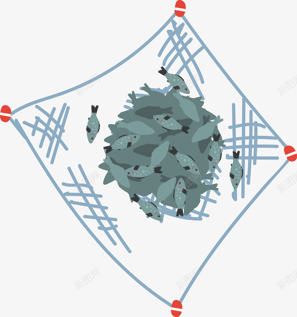 手绘白色渔网里的鱼矢量图eps免抠素材_新图网 https://ixintu.com 手绘 手绘鱼儿 渔网 渔网PNG 矢量渔网 矢量图