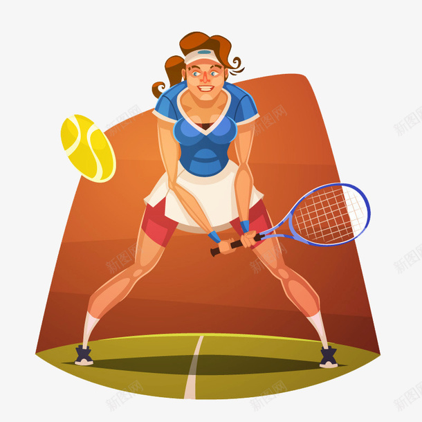 手绘打网球png免抠素材_新图网 https://ixintu.com 女人 手绘打网球 打网球 网球